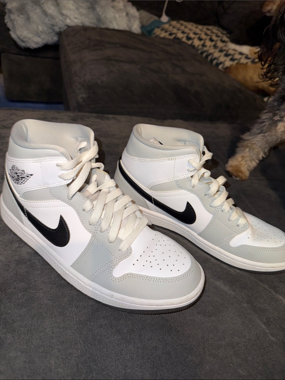 Nike Women's Air Jordan 1 Mid - White, Light Gray & Black